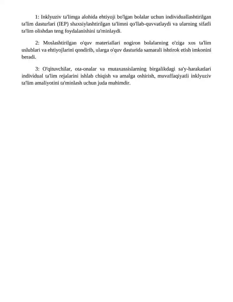 Imkoniyati Cheklangan Bolalarini Inklyuziv Ta’Lim Jarayonida O‘Qitish Bo‘Yicha Individual Reja Dasturlarini Yaratish Va O‘Quv Metodik Adabiyotlarini 4