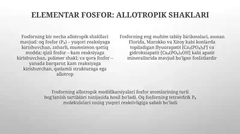 Fosfor va uning eng muhim tabiiy birikmalari 4