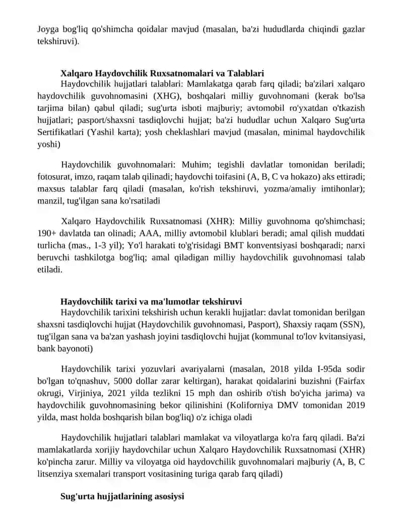 Haydovchilik Guvohnomalari va Ruxsatnomalar 4