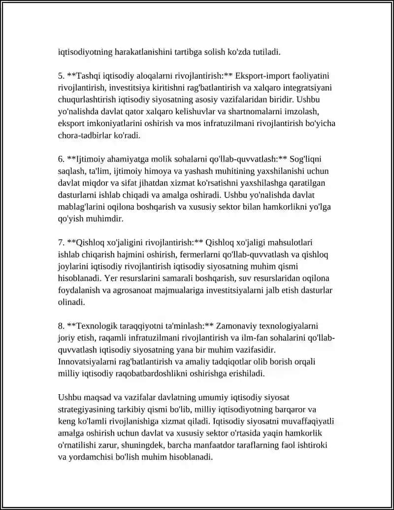 DAVLATNING IQTISODIY SIYOSATI 4
