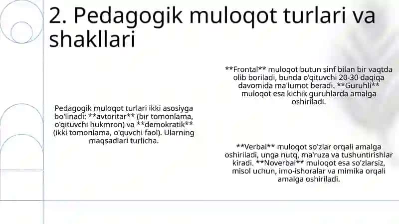 Pedagogik muloqotning o'zigaxosxususiyatlarivafunksiyalari 4