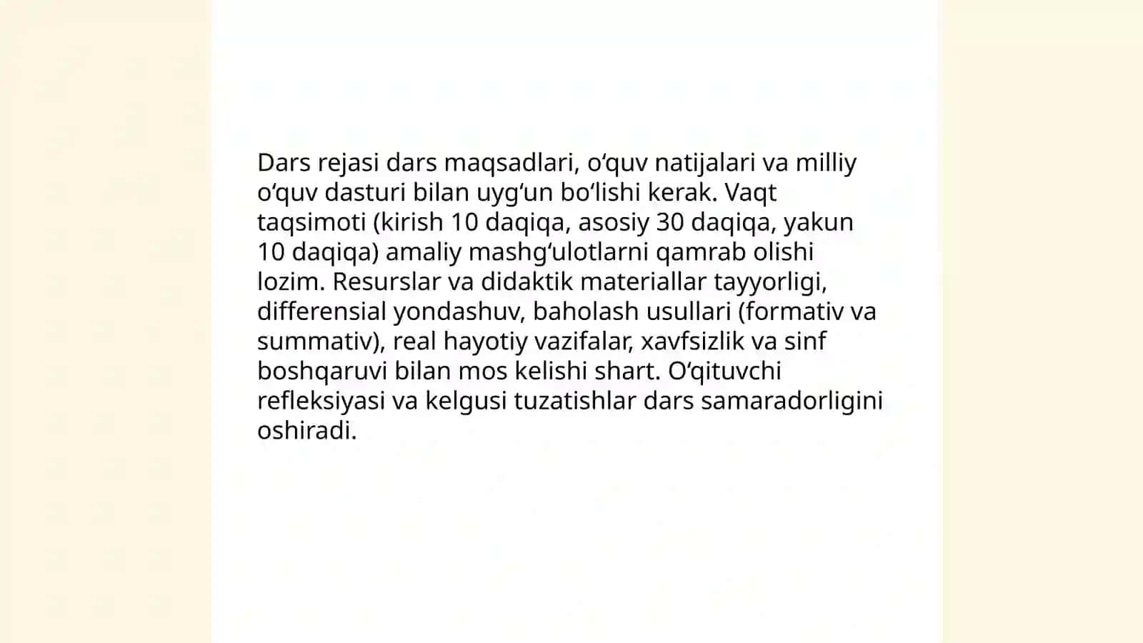 Matematika darslarini kuzatish va tahlil qilish 4