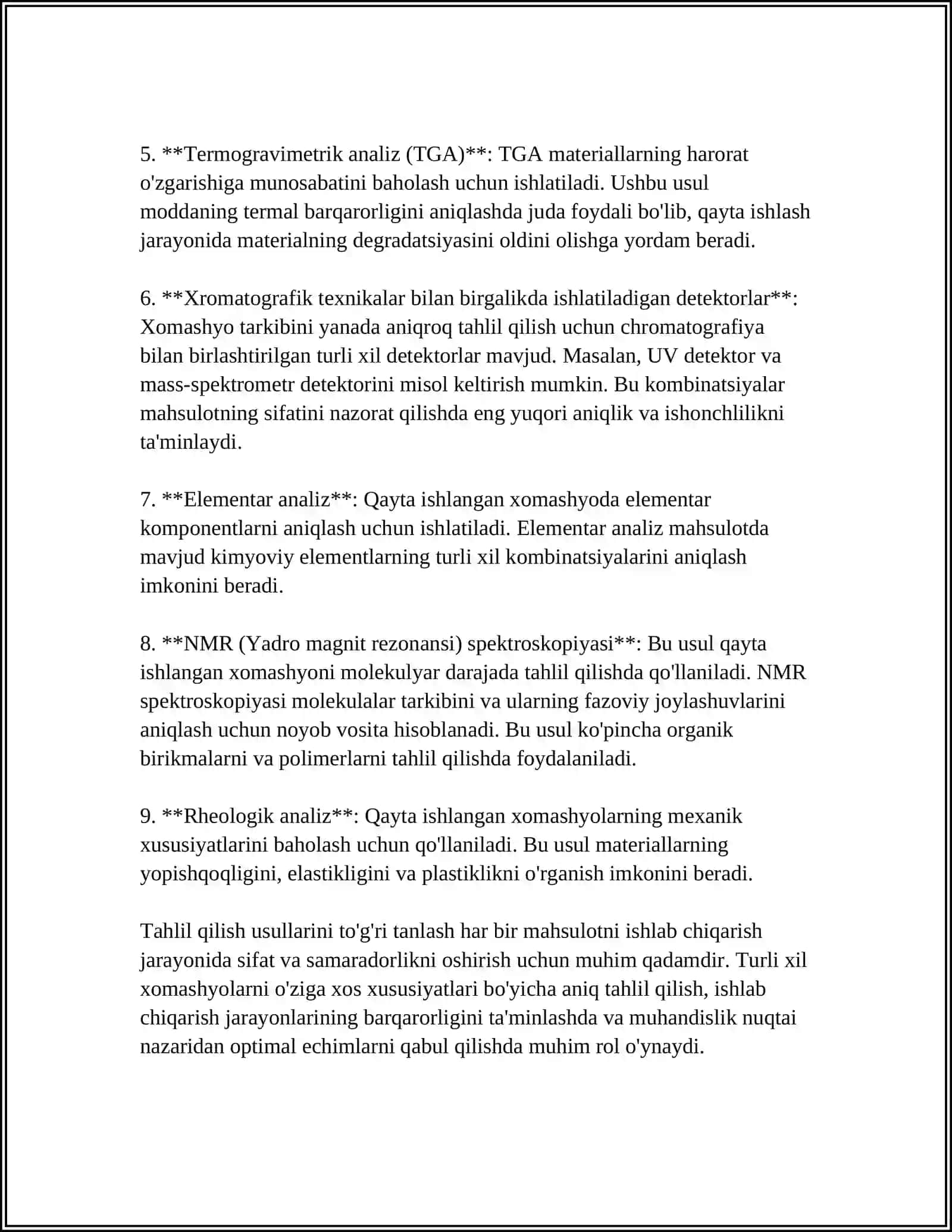 HO‘L VA QAYTA ISHLANGAN XOMASHYO VA MAHSULOTLARNI TAHLIL QIILISH 4