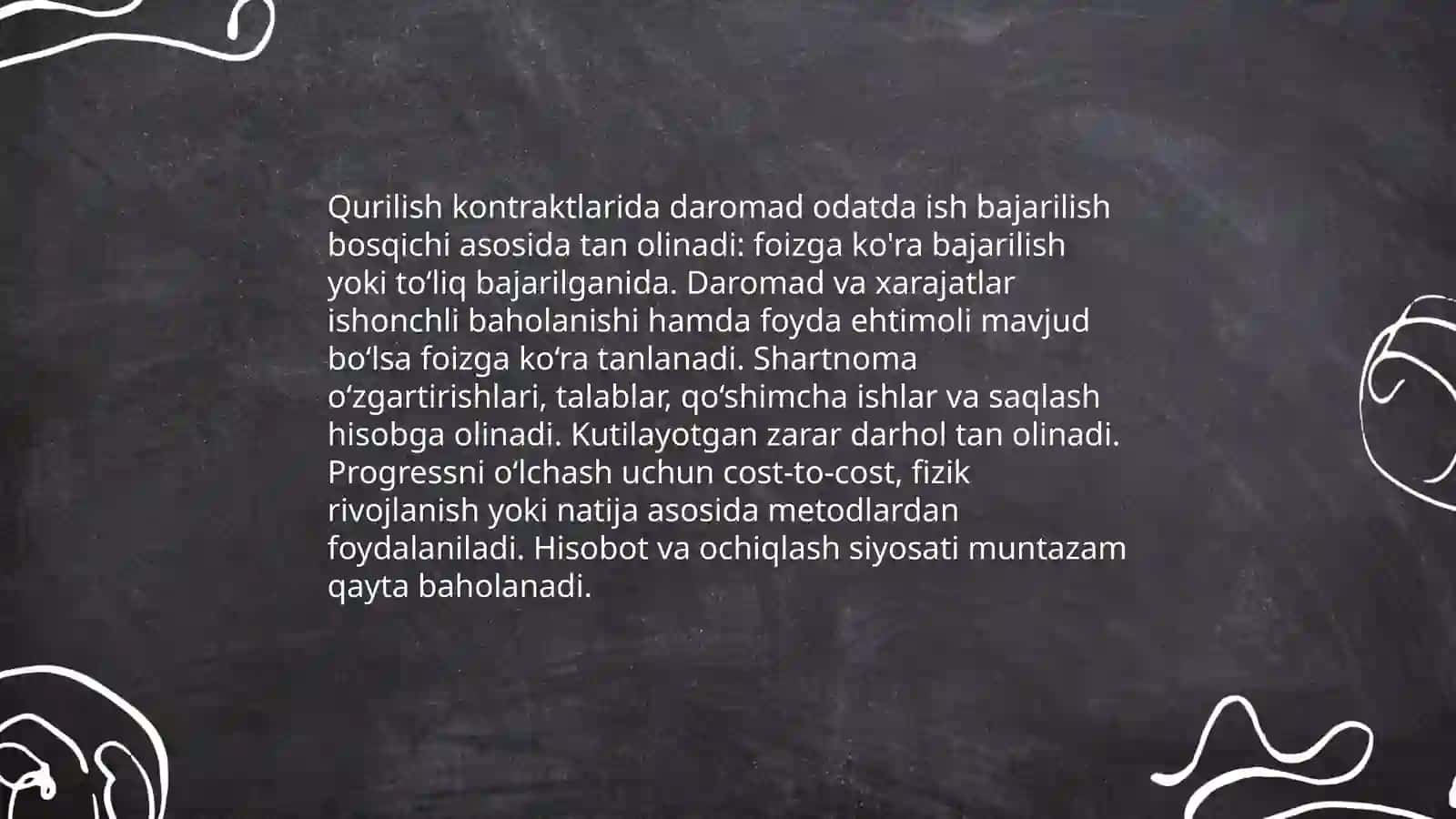 Qurilish tashkilotlarida buxgalteriya hisob siyosatini ishlab chiqish tamoyillari 4