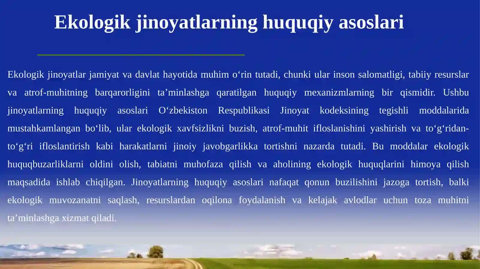 Atrof-muhitni muhofaza qilish va tabiatdan foydalanish sohasidagi jinoyatlar 4