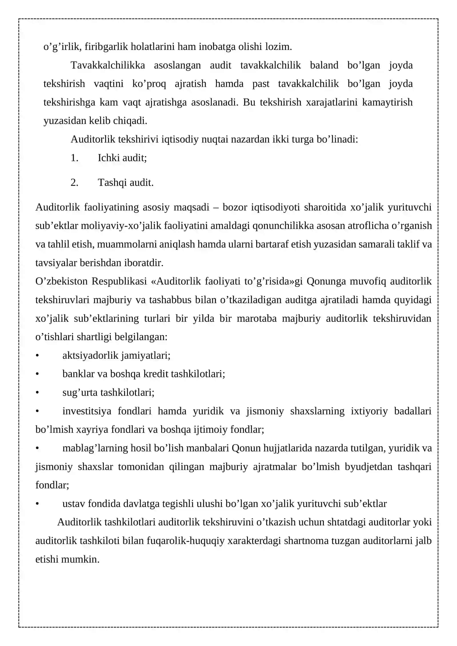 Auditorlik tekshiruvining shakllari 4