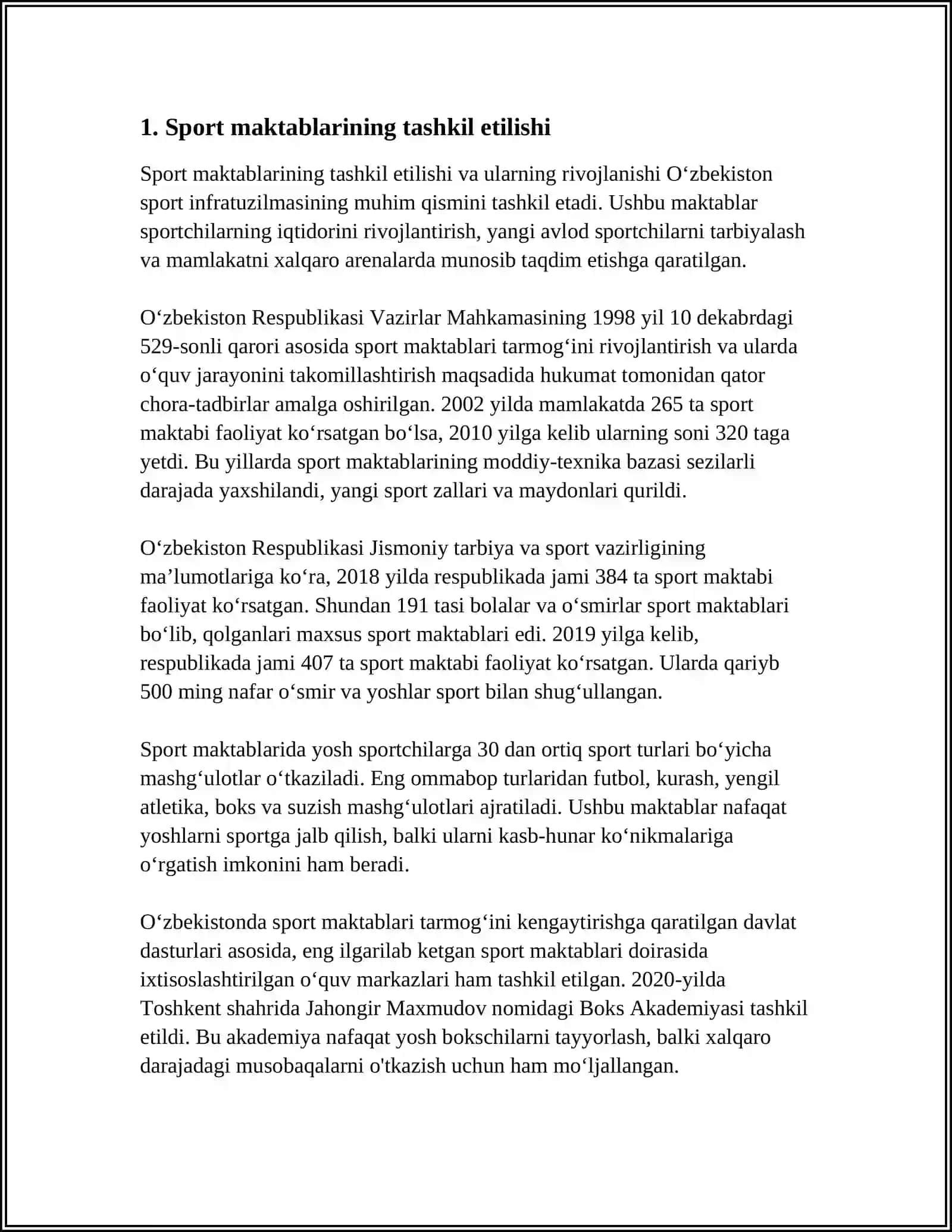 SPORT MAKTABLARI VA MARKAZLAR FAOLIYATINI TASHKIL QILISH 4