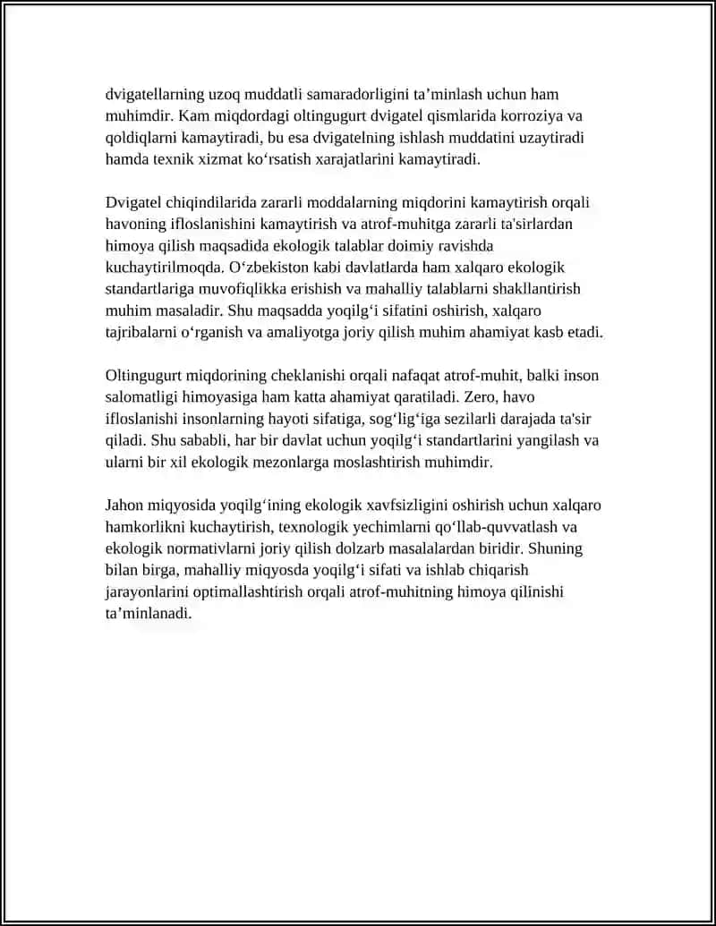 DIVIGATEL YOQILG'ISI SIFATINING EKALOGIK TALABLARGA MOSLIGI 4