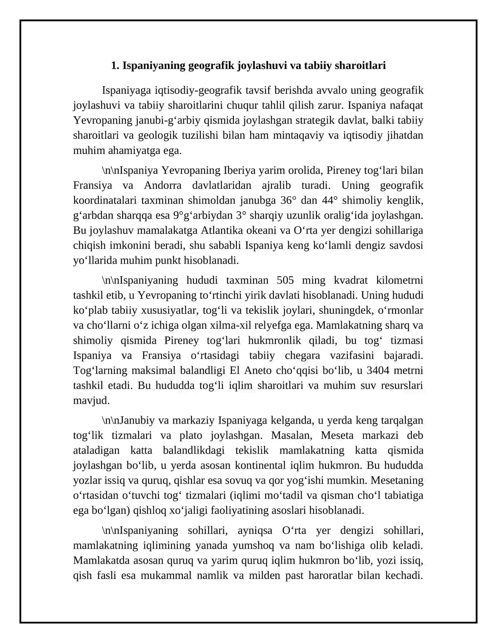 Ispaniyaga iqtisodiy-geografik tavsif berish 4