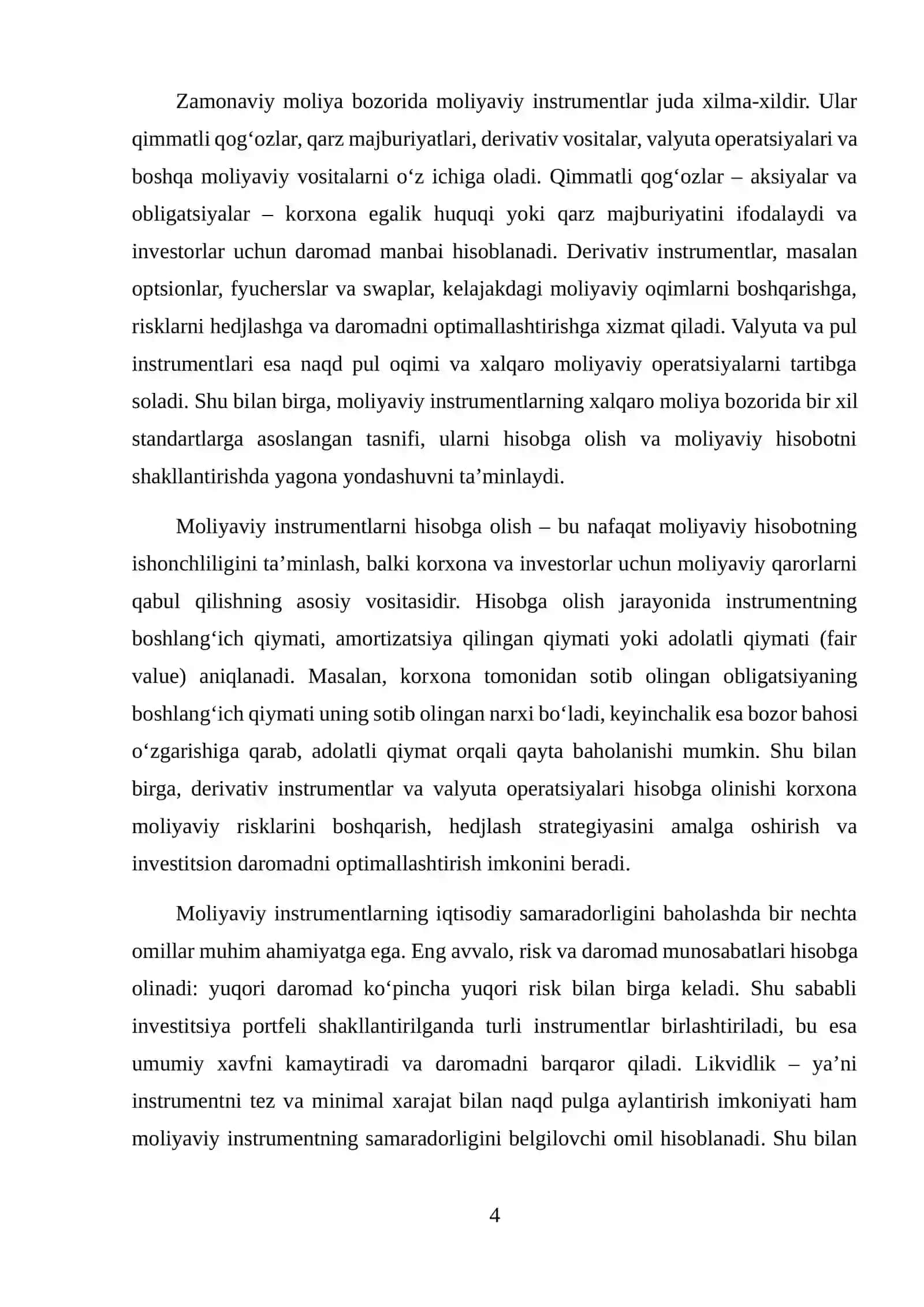 MOLIYAVIY INSTRUMENTLAR TUSHUNCHASI, TASNIFI VA HISOBGA OLISH METODOLOGIYASI 4