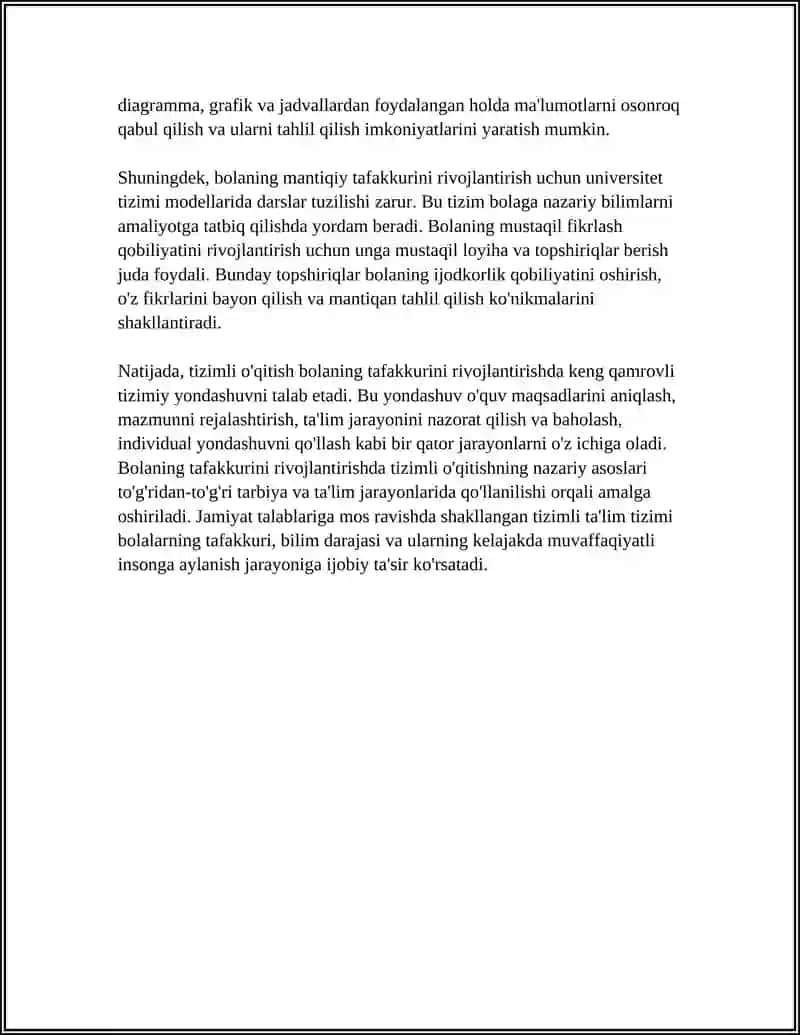 TIZIMLI O'QITISH JARAYONIDA BOLA TAFAKKURNING RIVOJLANISHI 4