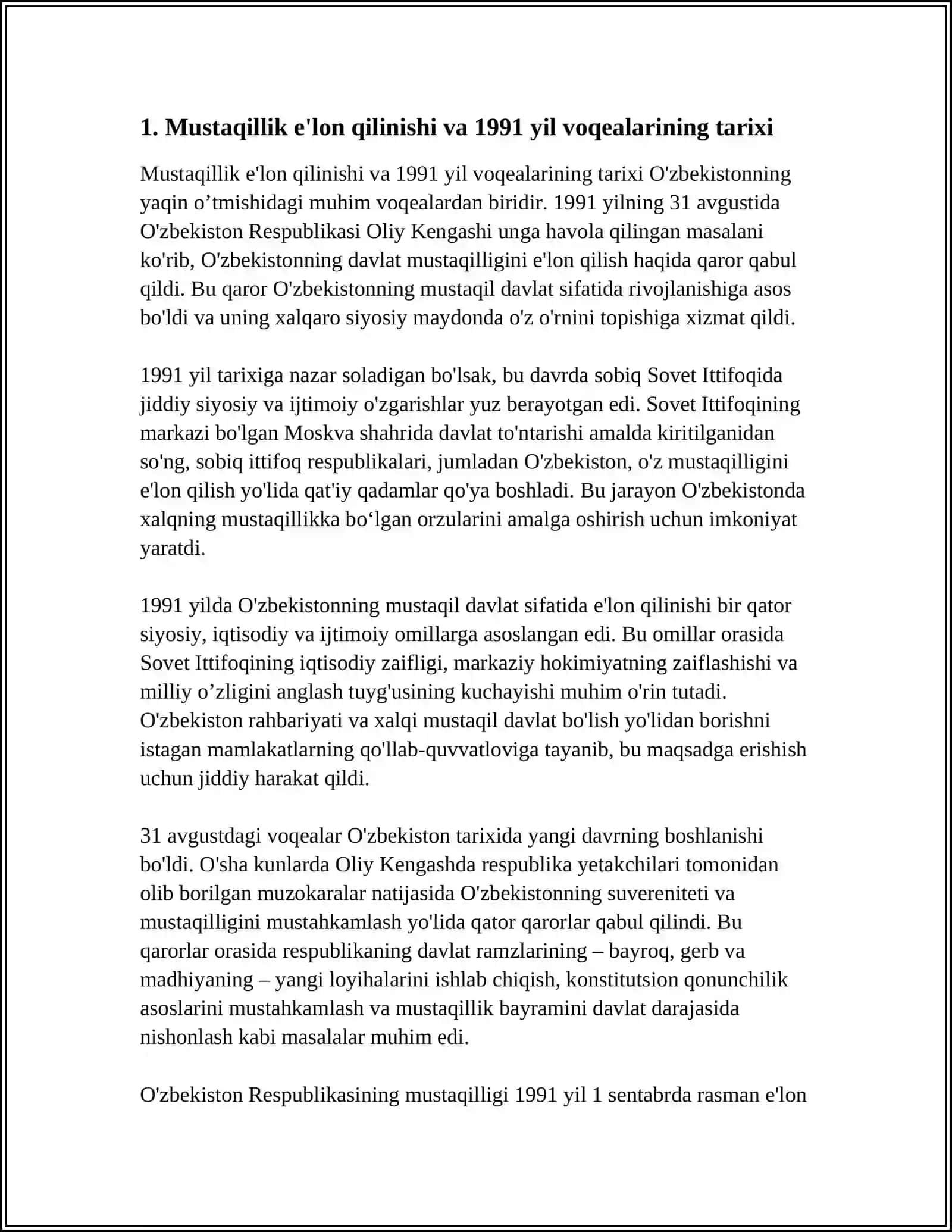 MUSTAQIL O’ZBEKISTON RESPUBLIKASINING TASHKIL TOPISHINING TARIXIY AHAMIYATI 4