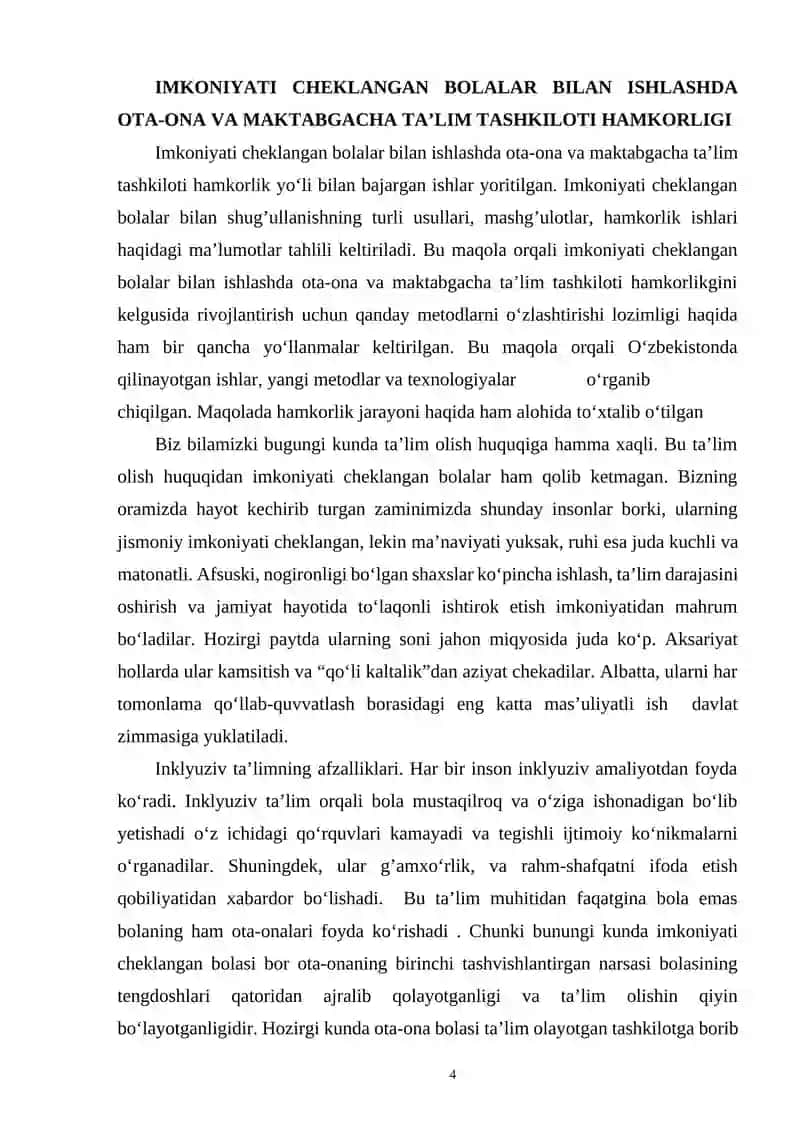 Imkoniati cheklangan bolalarni maktabga tayyarlashda ota-onalar xamkorligi 4