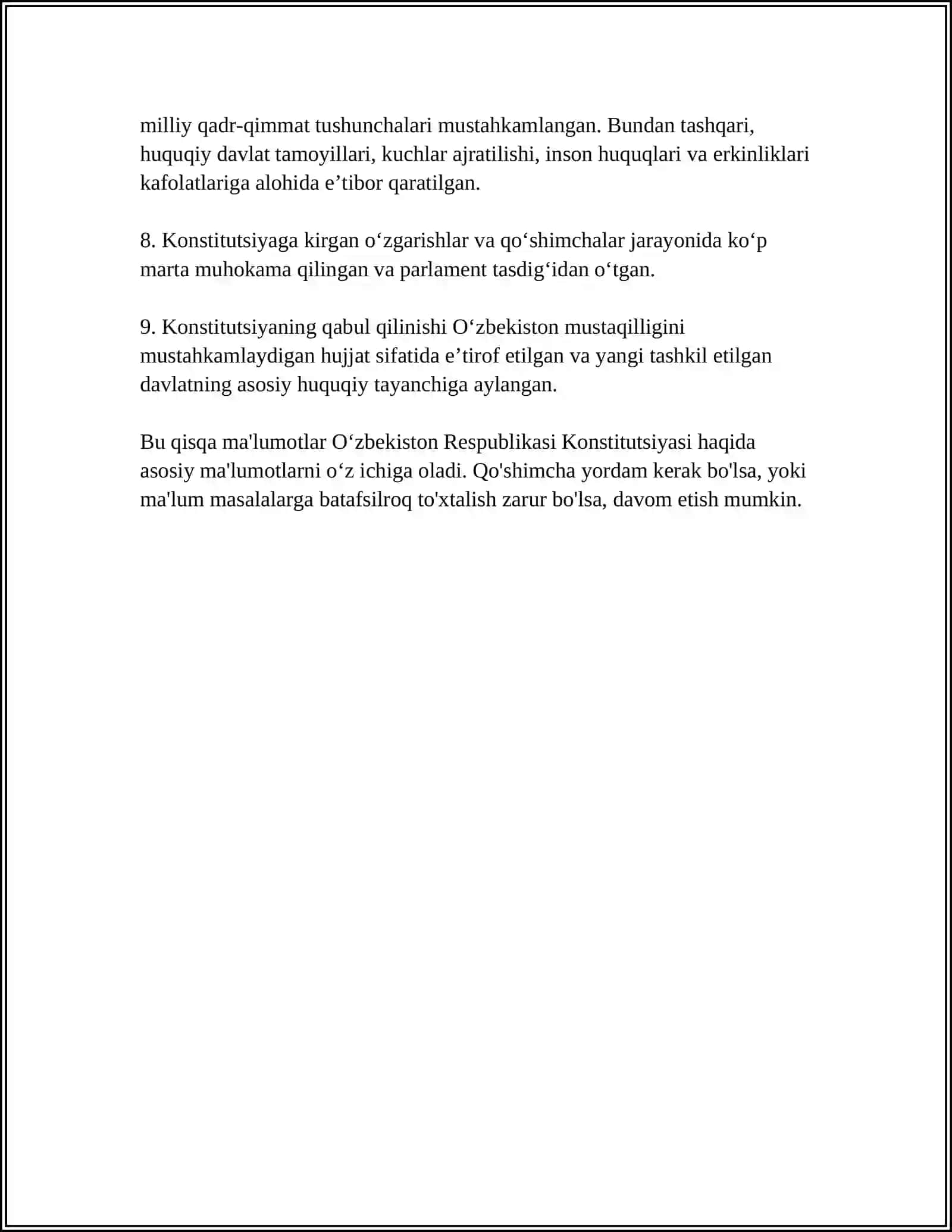 Oʻzbekiston Konstitutsiyasi Qabul Qilingan Kun Mavzusida Referat 4