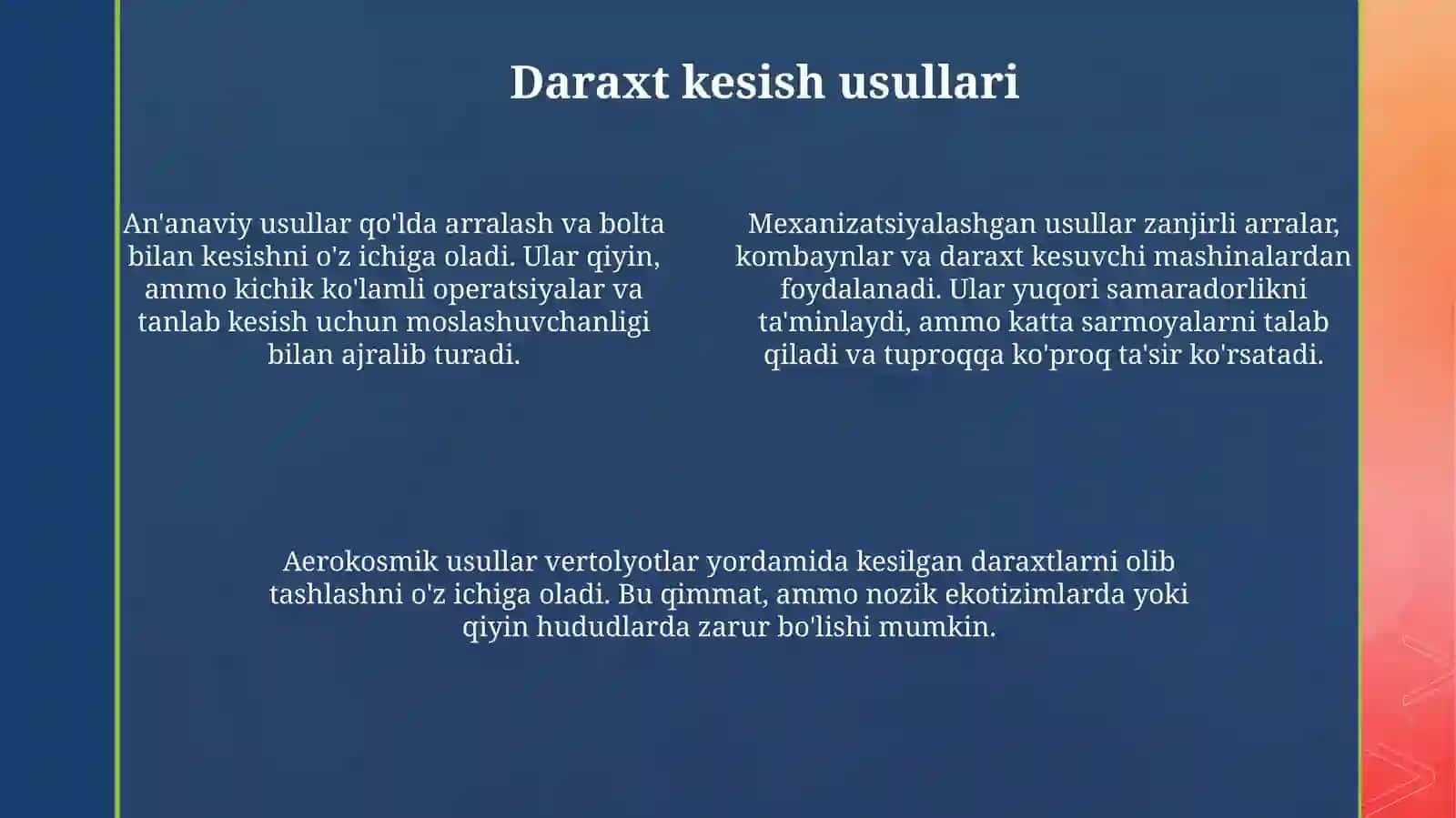 Daraxt kesish: Nega, Qanday va Oqibatlari 4