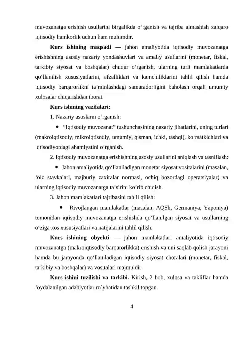 Jahon amaliyoti iqtisodiy muvozanatga erishishning asosiy usullari 4