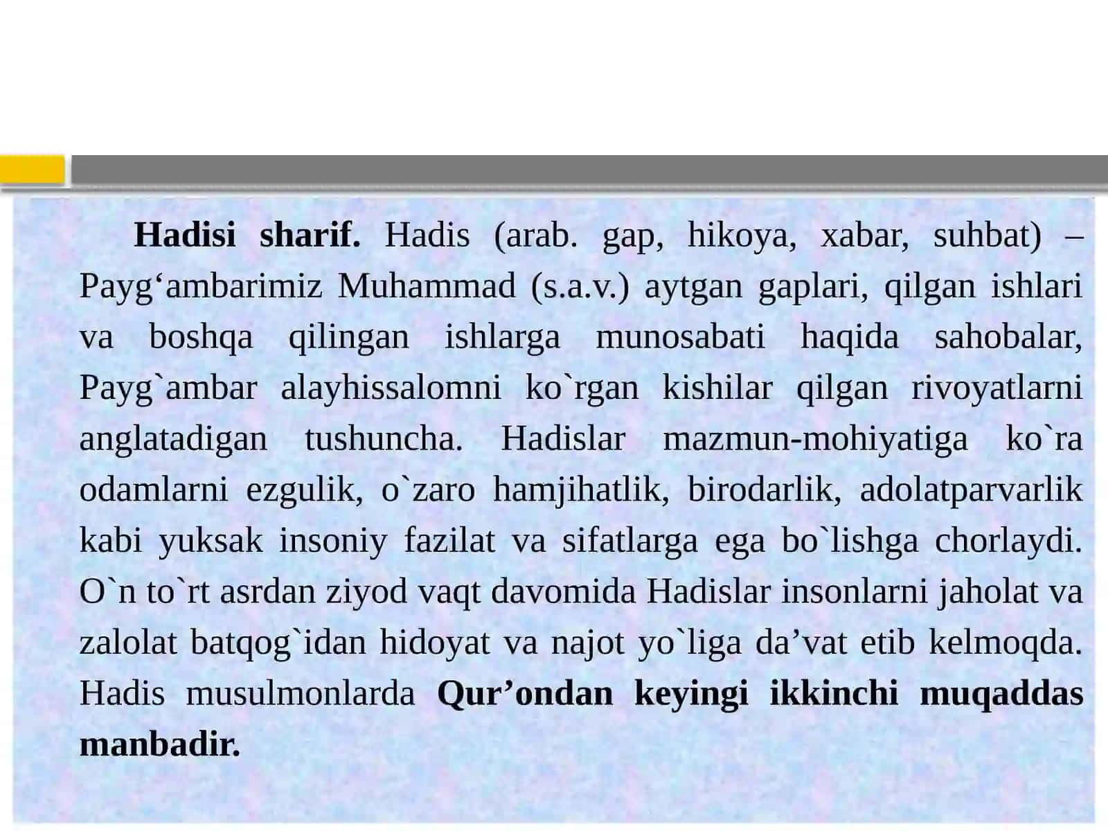 Islomga oid Hadislar to'plami 4
