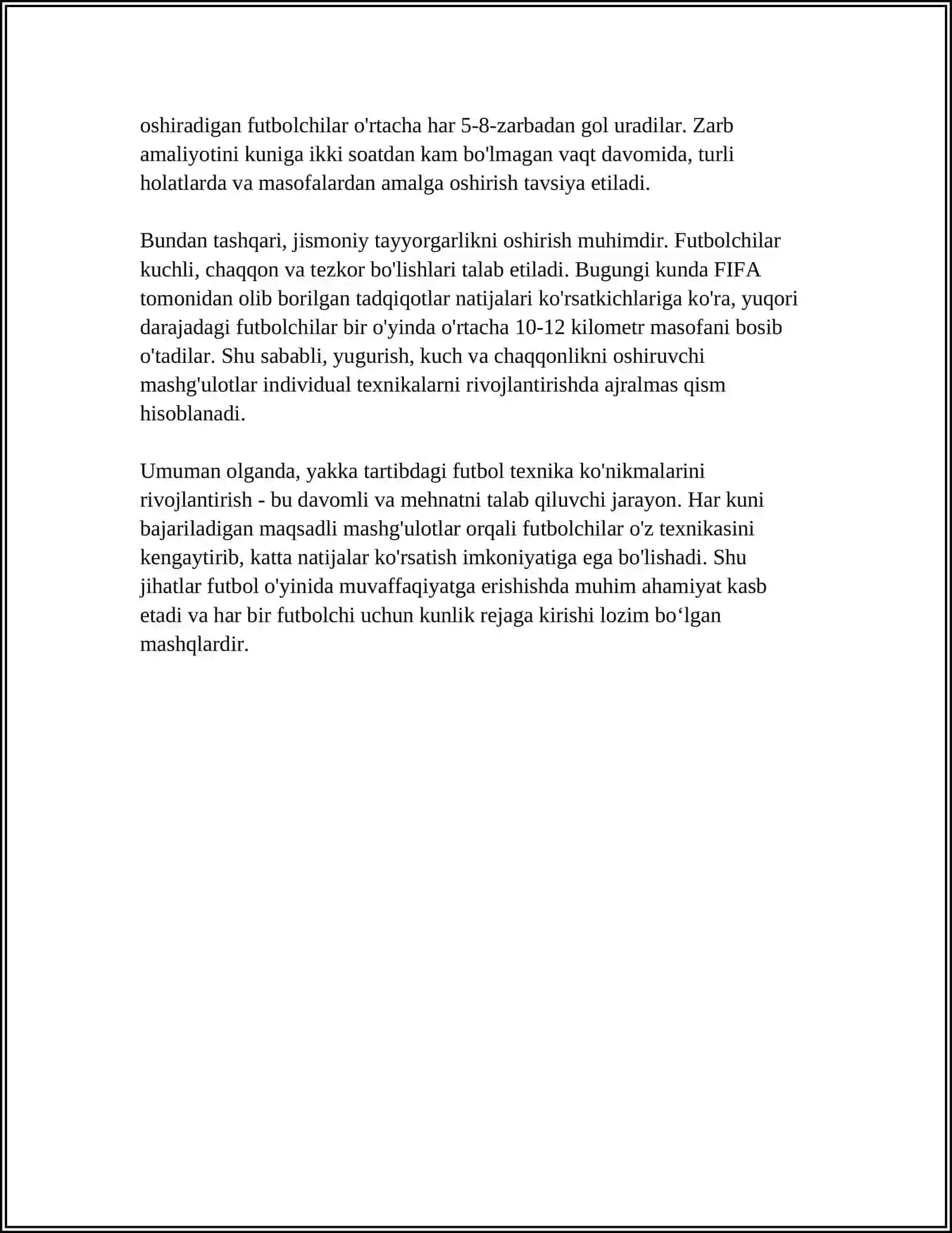 FUTBOLCHILARNING O’QUV MASHG’ULOT JARAYONIDA YAKKA TARTIBDAGI HARAKAT USULLARI 4
