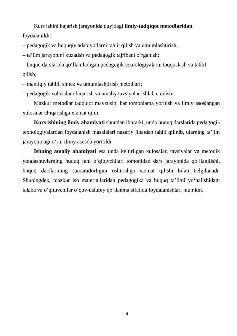 HUQUQ DARSLARIDA PEDAGOGIK TEXNOLOGIYALARDAN FOYDALANISH 4