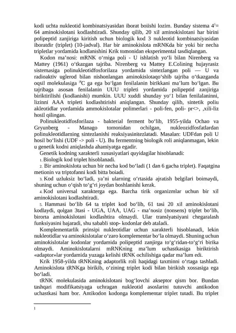 10-Mavzu. Oqsil biosintezi. Kodon va antikodon 4
