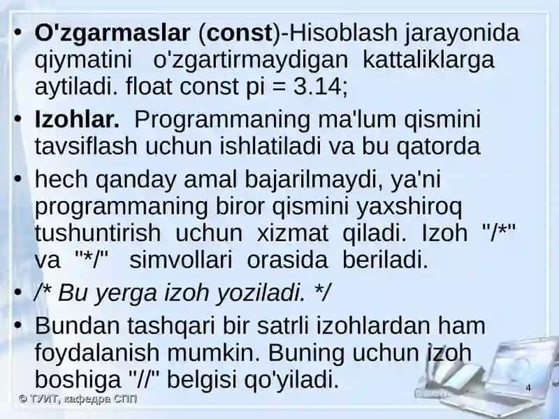 C++ sintaksisi 4