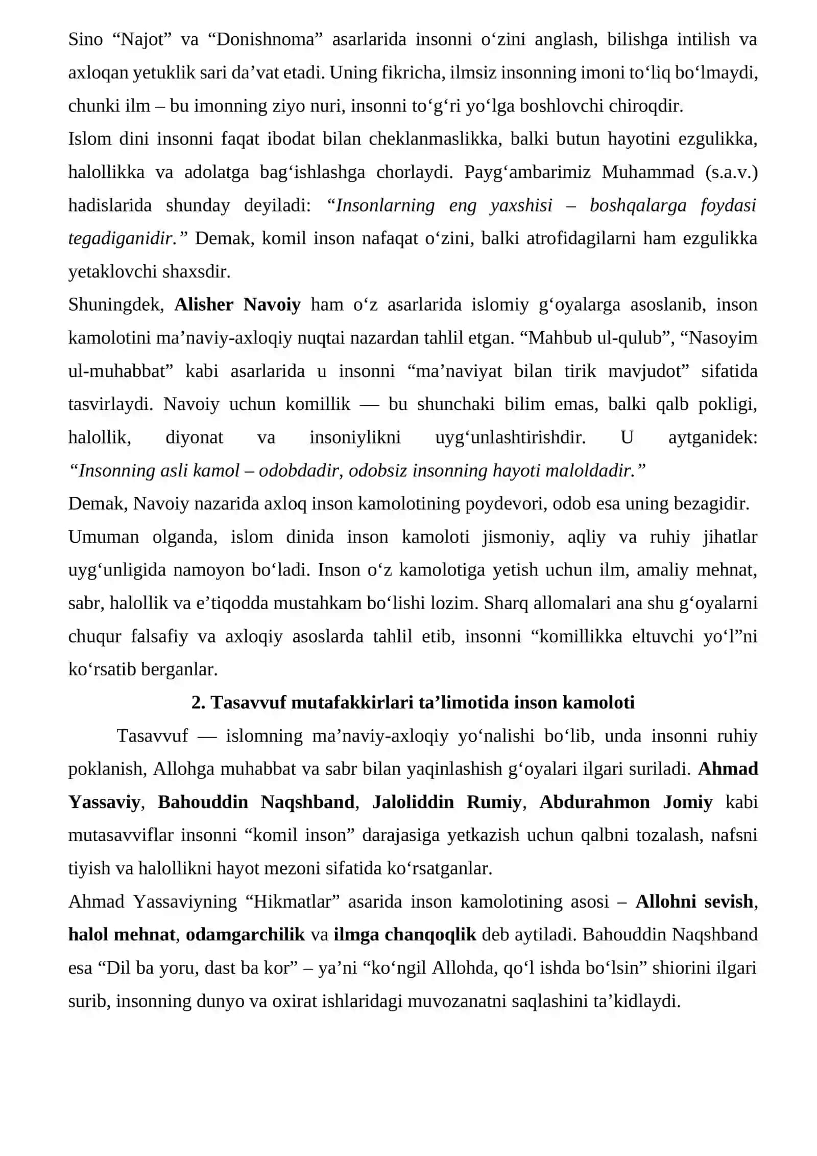 Sharq mutafakkirlarining Islom dinining inson kamolotiga ta’siri haqidagi g‘oyalari 4