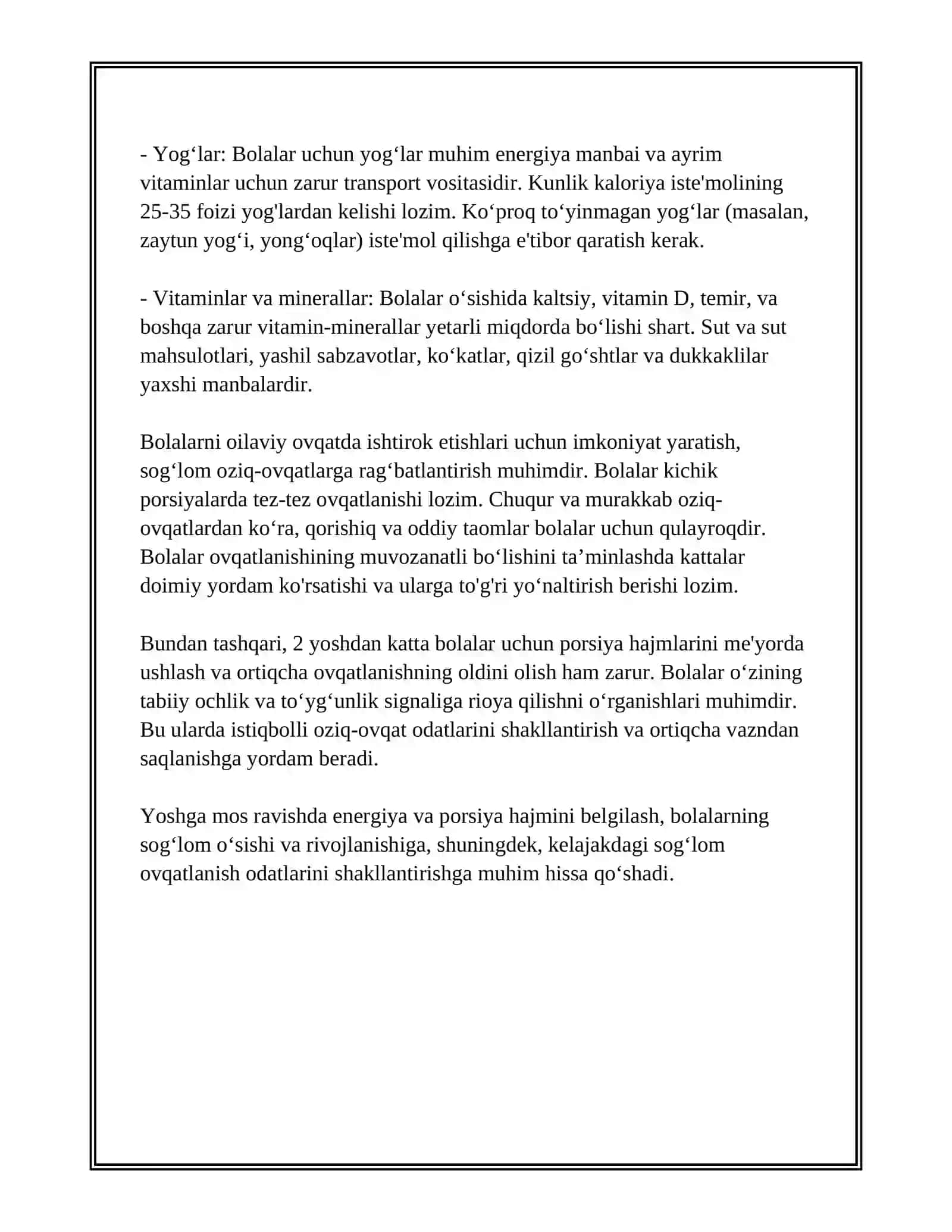 2 YOSHDAN KATTA BOLALARNI RATSIONAL OVQATLANTIRISH BO'YICHA MASLAXATLAR 4