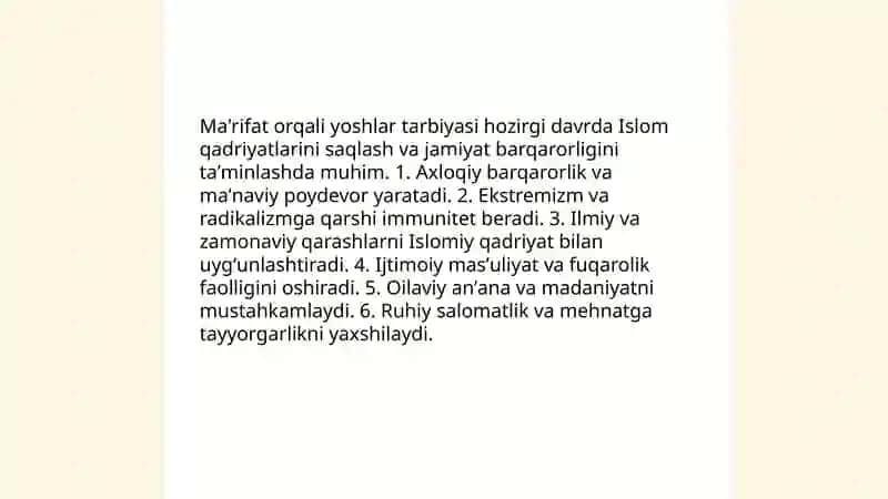 Islom qadriyatlari va ma'rifatining hozirgi davrdagi ahamiyati 4