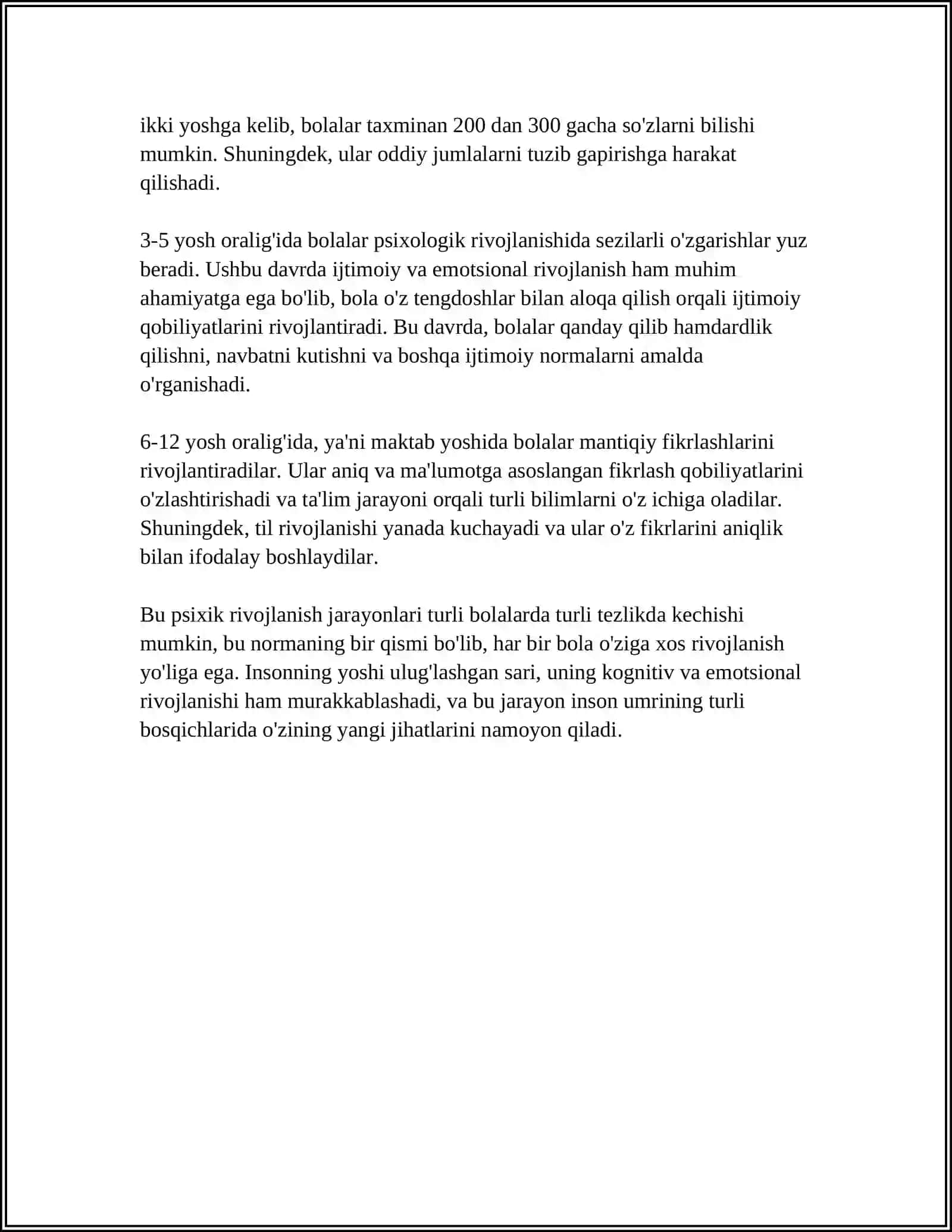 ONTOGENEZNING ILK BOSQICHLARIDA INSONNING PSIXIK O’ZGARISHLARIGA XOS XUSUSIYATLAR 4