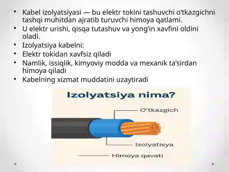 Kabelizolyatsiyasini tanlashda etiborga olinish kerak bolgan omillar 4