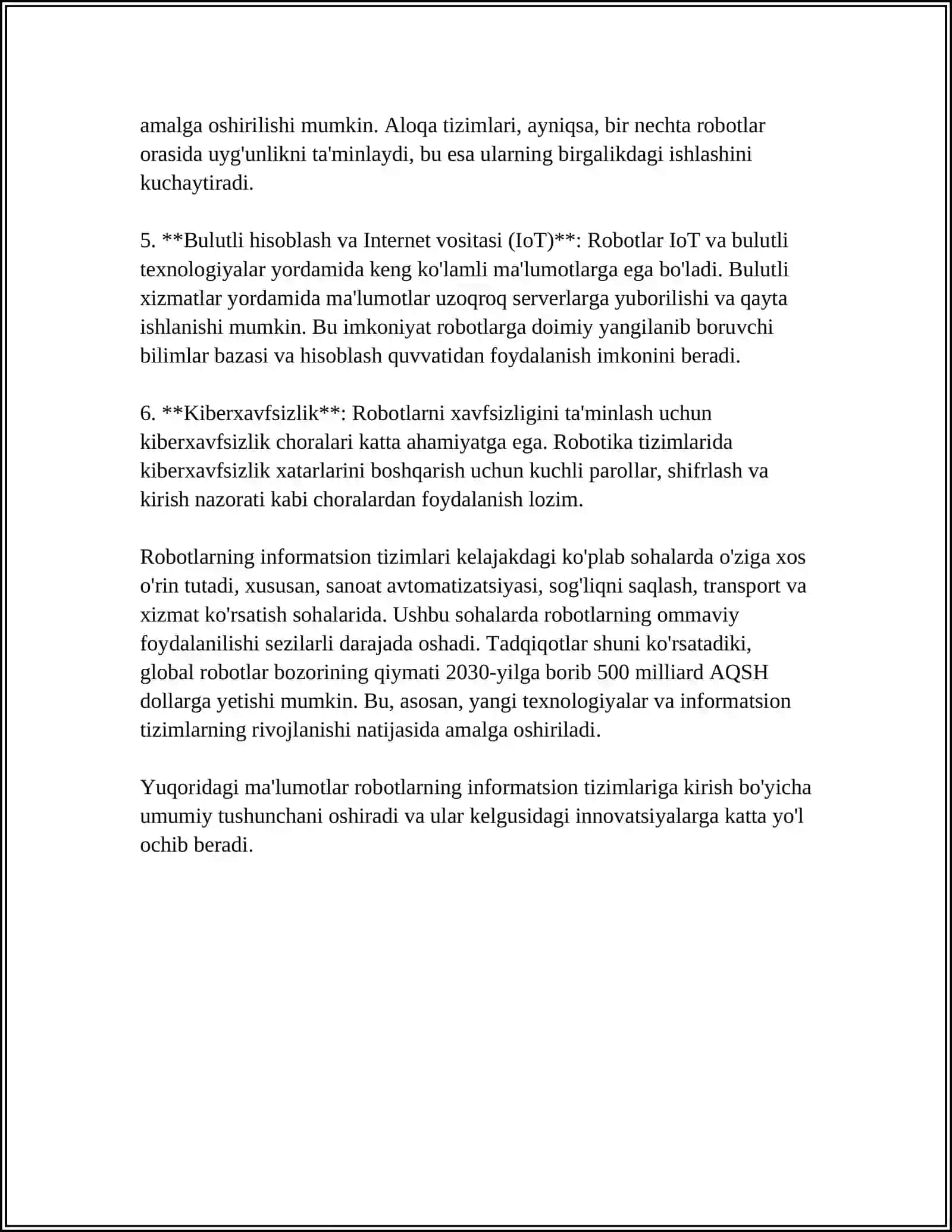 Robotlarning informatsion tizimlariga umumiy kirish 4