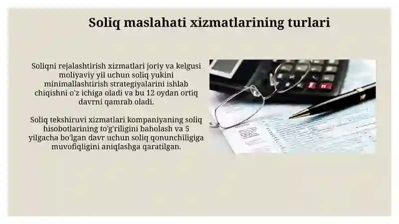 Soliq maslahati boyicha xizmatlar va ularning oziga hos jihatlari 4
