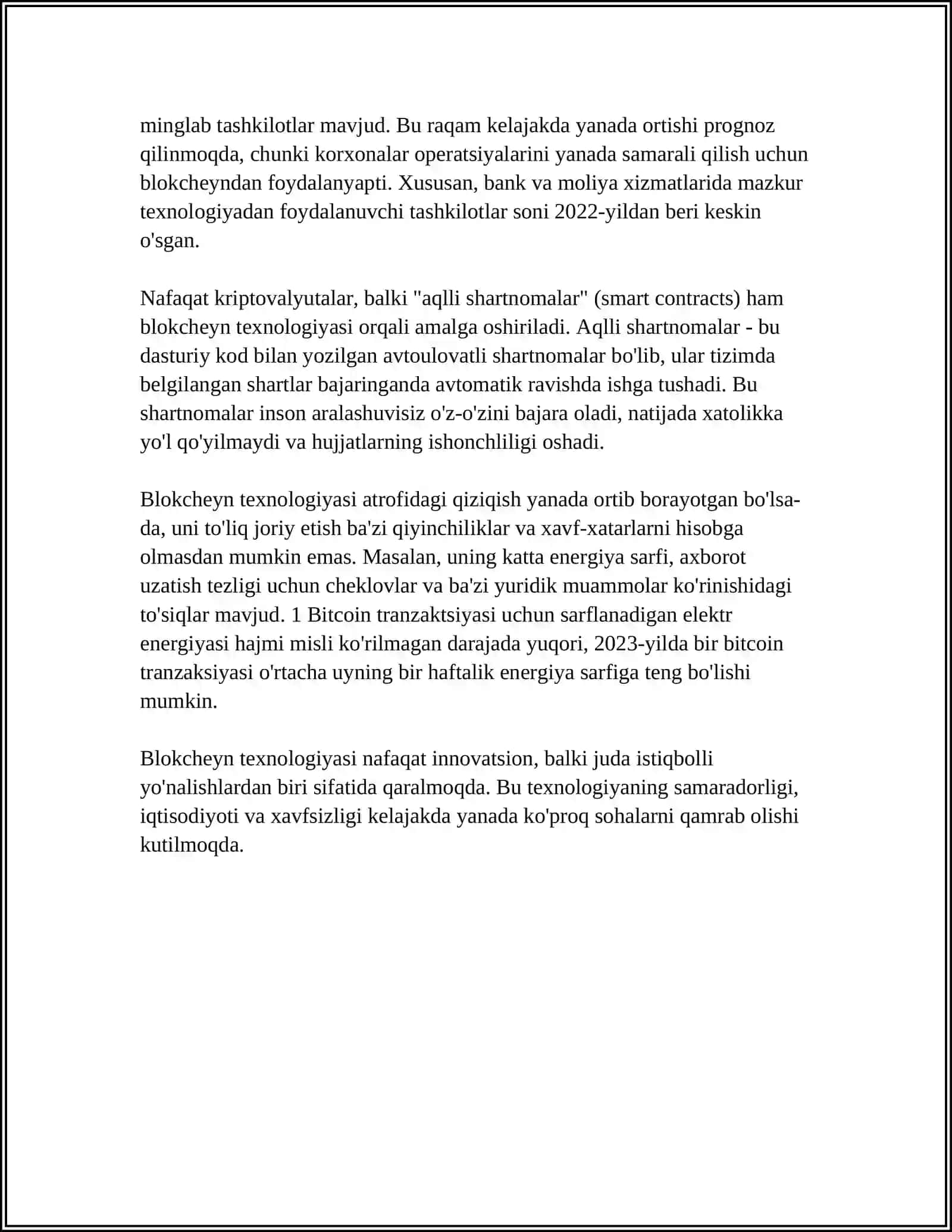 BLOCKCHAIN TEXNOLOGIYASI VA UNING AXBOROT TIZIMLARIDAGI AHAMIYATI 4