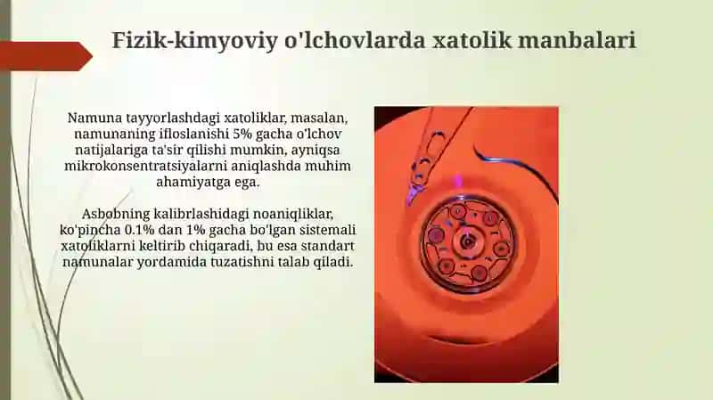 O‘lchash vositalar strukturasi, fizikaviy-kimyoviy o‘lchashlrda o‘lchash 4