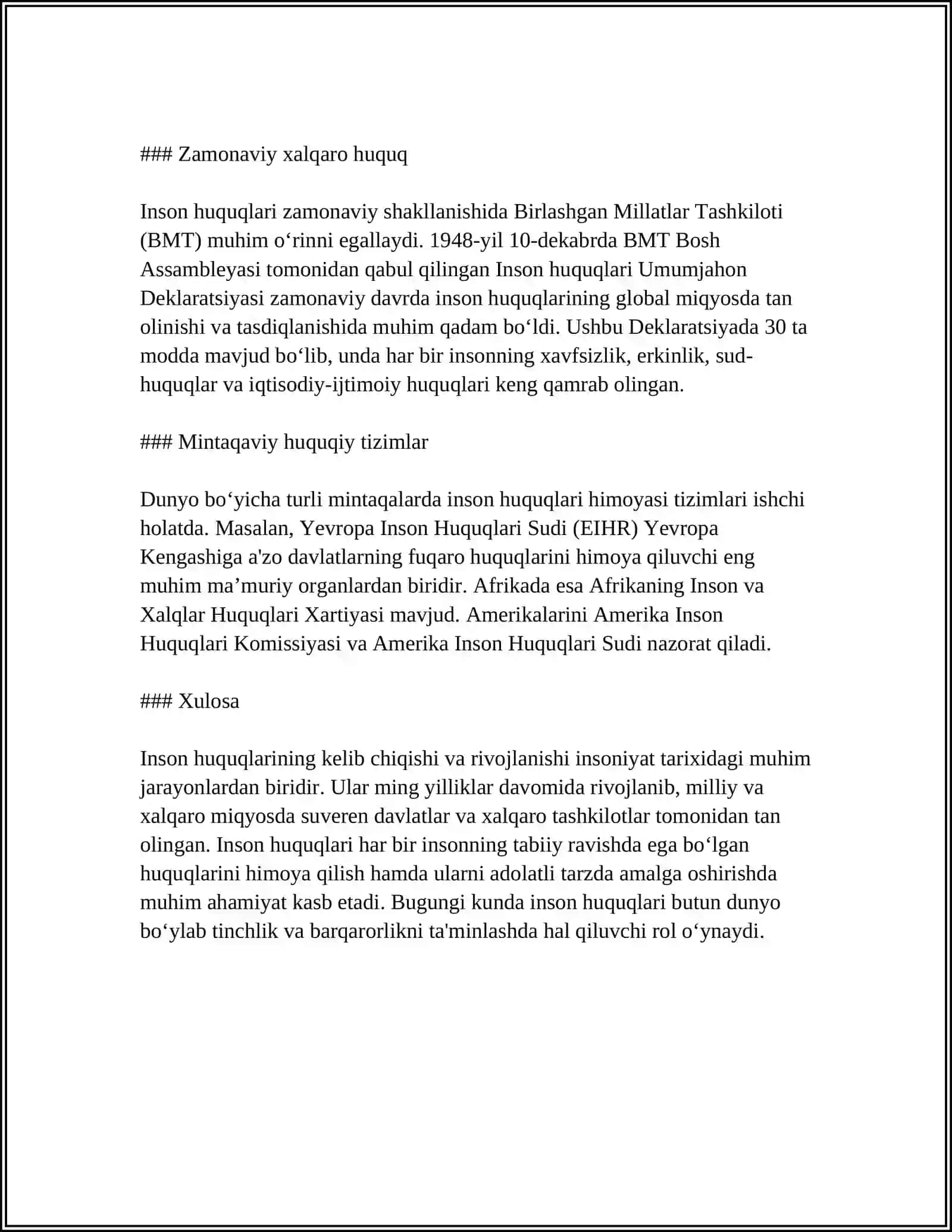 INSONNING SHAXSIY, SIYOSIY, IJTIMOIY, IQTISODIY HUQUQLARINING TARIXIY RIVOJLANISHI 4