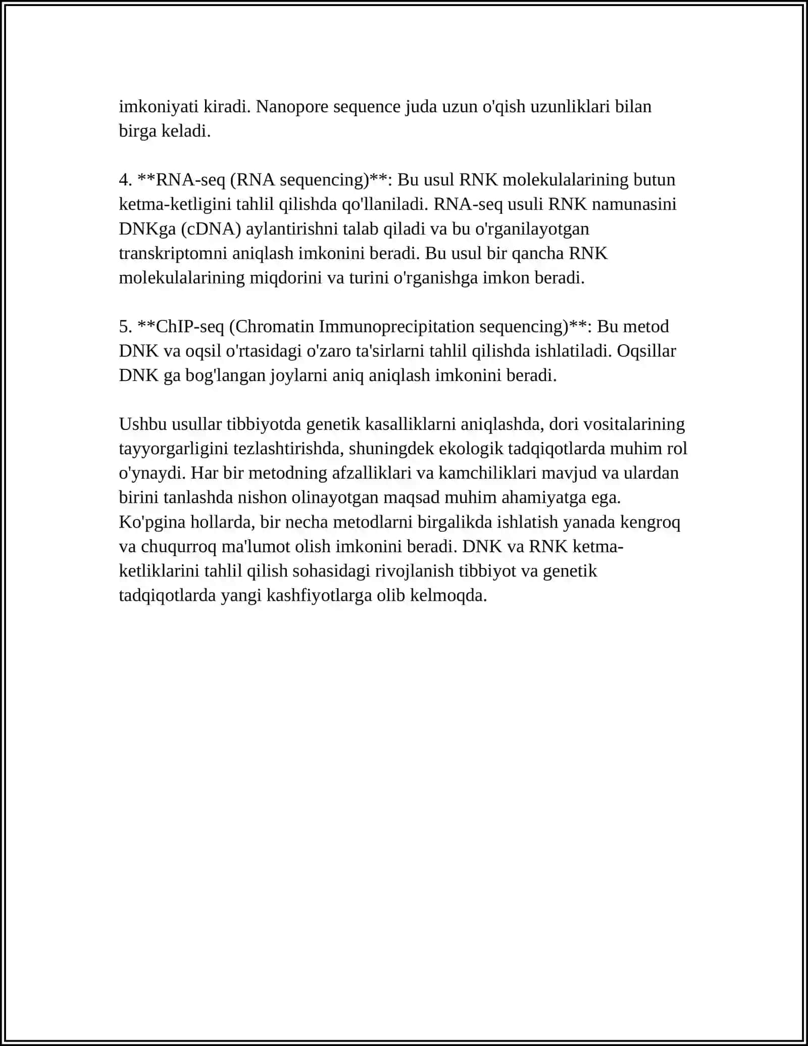 BIOINFORMATIKA VA BIOMEXANIKA FANIDAN. DNK VA RNK NUKLEOTIDLAR KETMA-KETLIKLARI MA'LUMOT BAZALARI (GENBANK, EMBL, DDBJ). META, BAZALAR. GENOM BAZALARI MAVZUSIDA MUSTAQIL ISH 4
