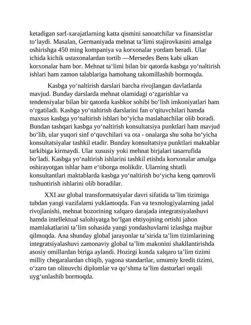 Komparativistik pedagogika. JAHON MAMLAKATLARI TA`LIM TIZIMINING INTEGRATSIYALASHUVI. 4