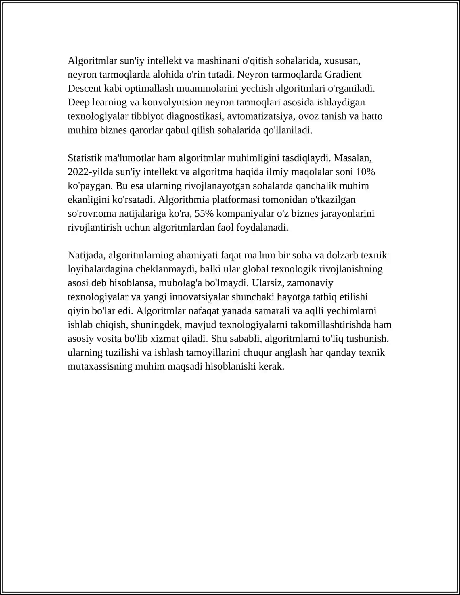 MASALALARNING ALGORITMINI TUZISH VA SHU ALGORITM ASOSIDA C++ DASTURLASH TILIDA DASTUR TUZISH 4