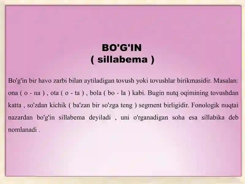 Bo`g`in bilan og`zaki ishlash 4
