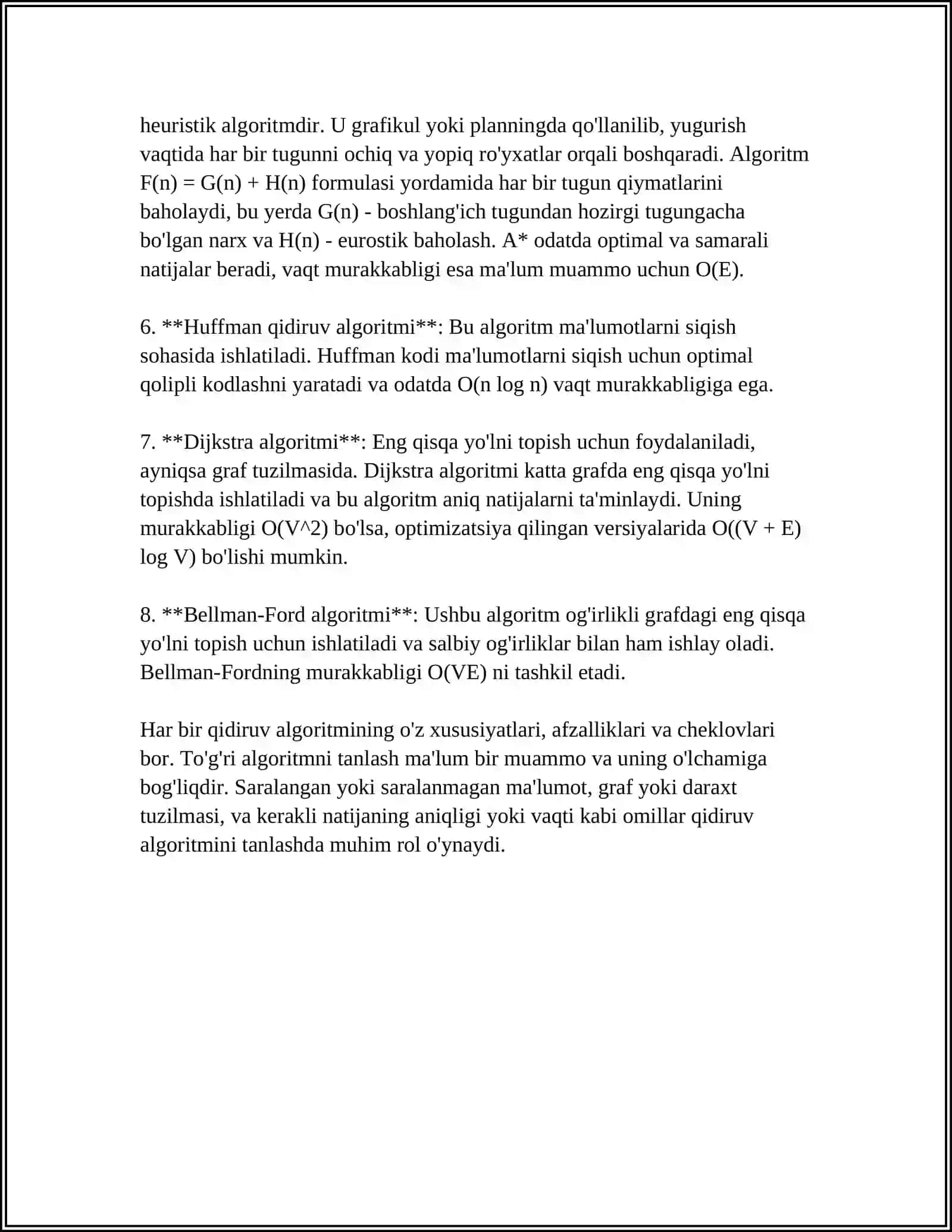 QIDIRUV ALGORITMLARI ASOSIDA RAQIB QIDIRUVINI ISHLAB CHIQISH 4