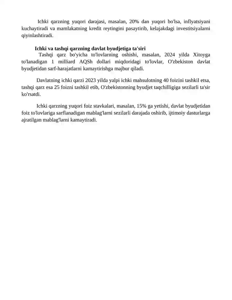 Ichki va tashqi davlat qarzining oʻzaro bogʻliqligi 4