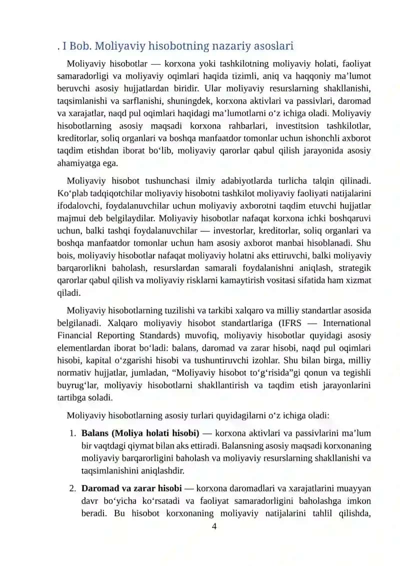Moliyaviy hisobotni tayyorlashda professional mulohazalarning o`rni 4