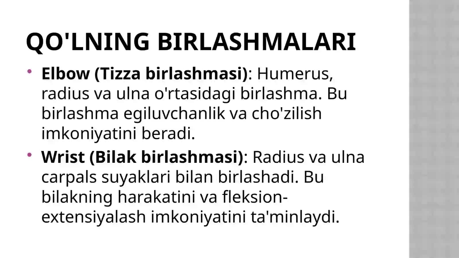 Qo'lning suyaklari birlashmalari 4