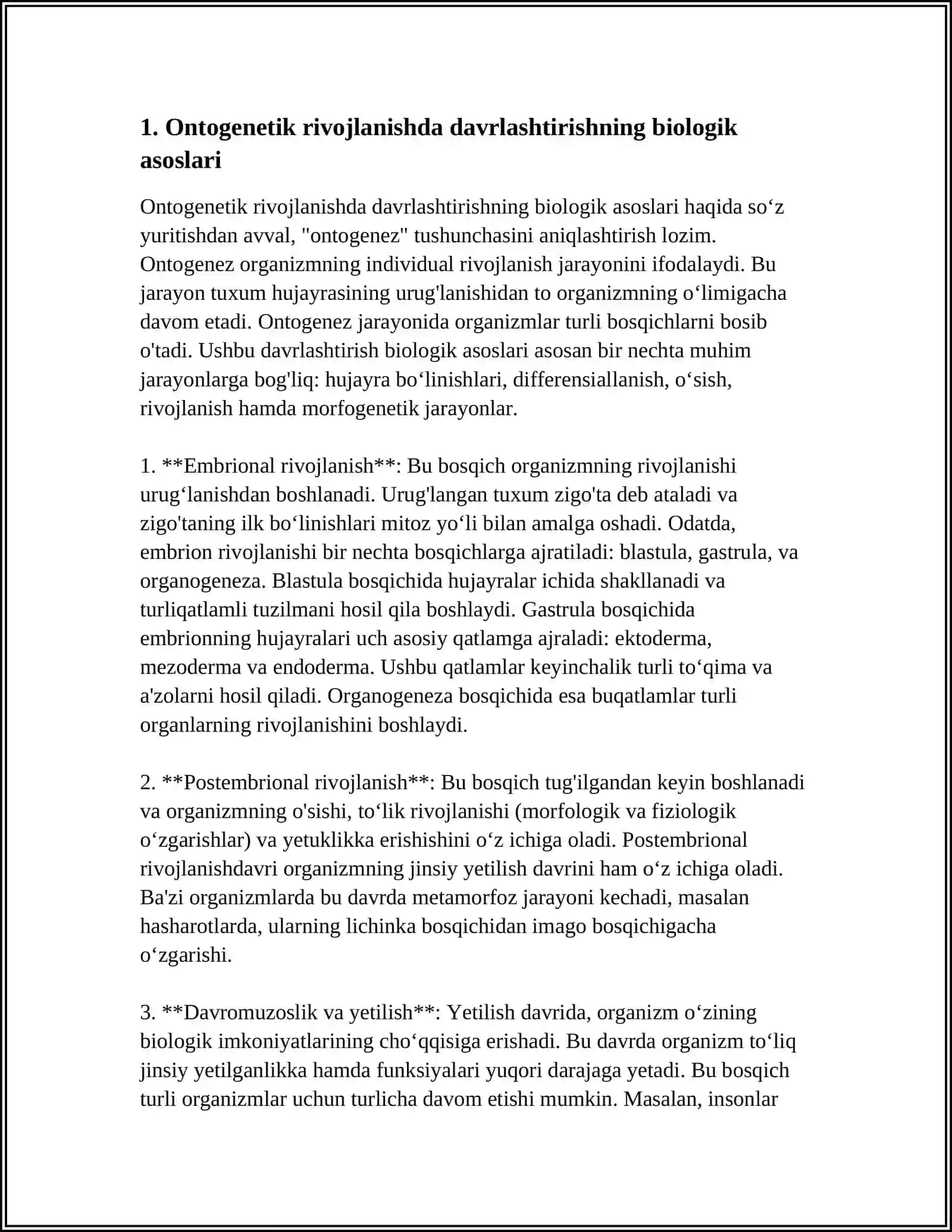 ONTOGENETIK RIVOJLANISHDA DAVRLASHTIRISH MUAMMOSI 4