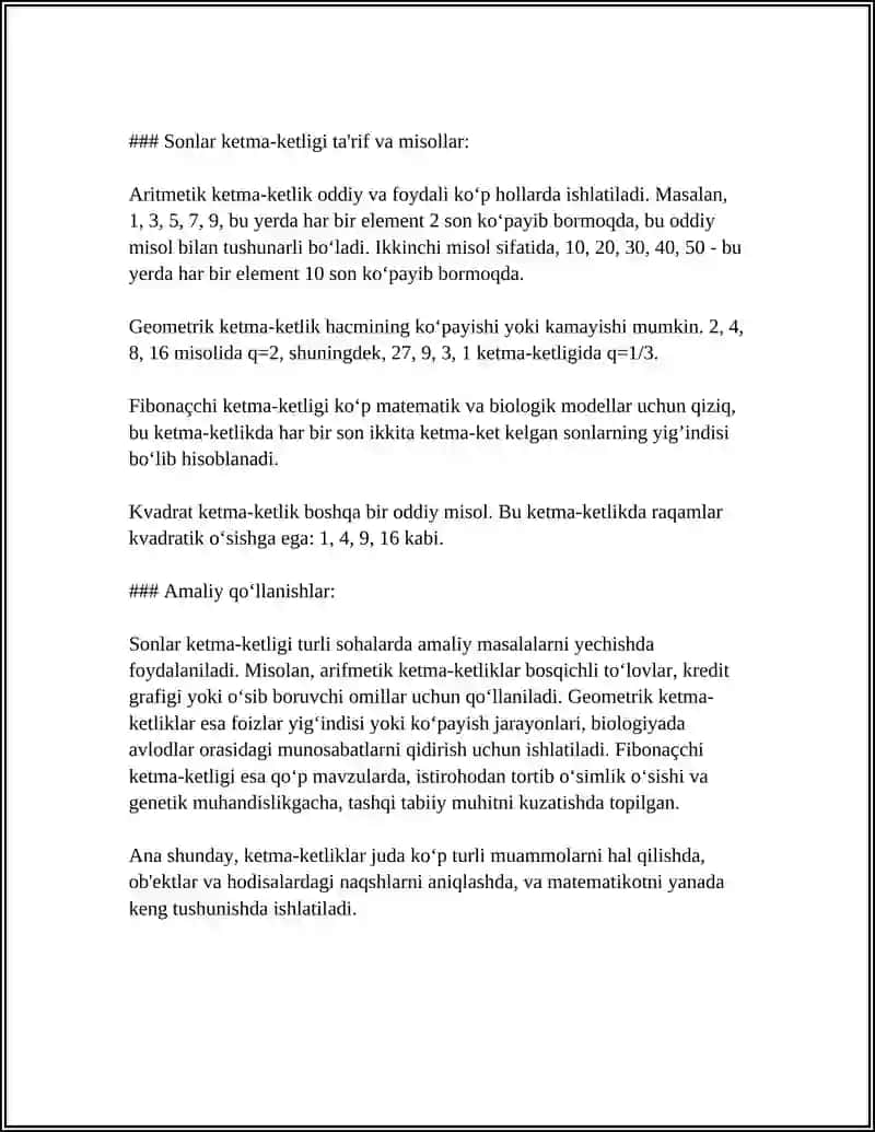 SONLAR KETMA KETLIGI VA LIMITLAR.AJOYIB LIMITLAR 4