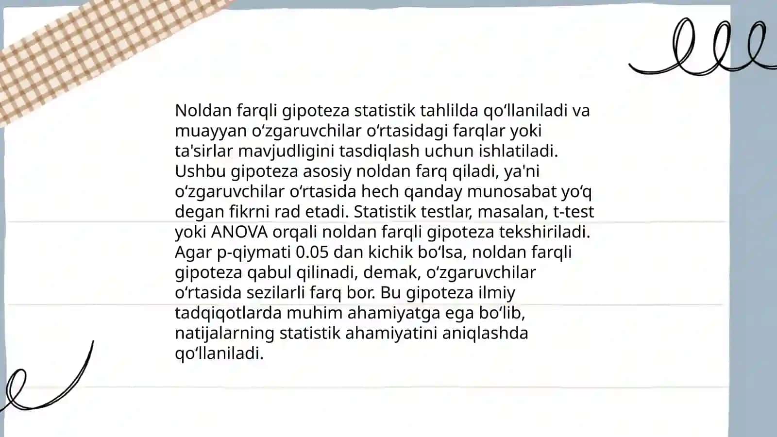 Ehtimollar nazariyasi va matematik statika fanidan Statistik gipotezalar va ularning tekshirish alomatlari 4