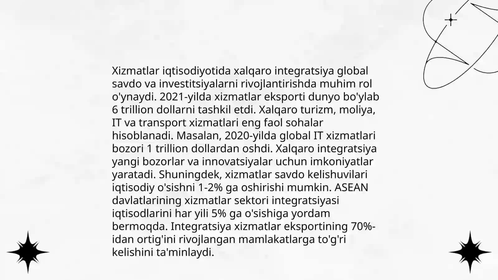 Xalgaro xizmatlar bozori: tarkibi, omillari va rivojlanish tamoyillari 4