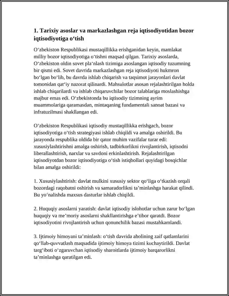O'ZBEKISTON RESPUBLIKASIDA MILLIY BOZOR IQTISODIYOTINI VUJUDGA KELTIRISH TO'G'RISIDAGI IQTISODIY KONTSEPTSIYALAR 4