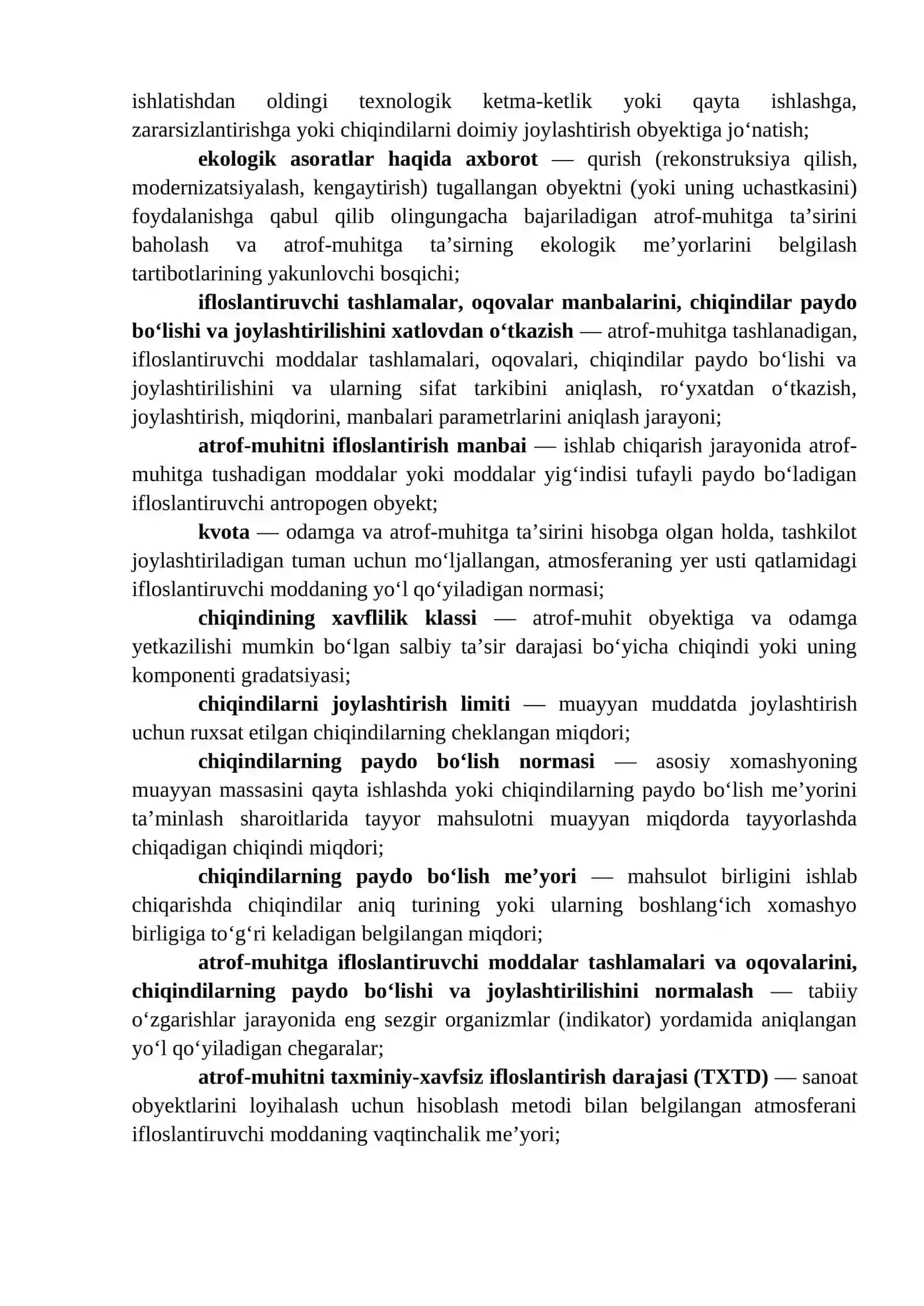 Ekologik me’yorlar loyihasini ishlab chiqish tartibi 4