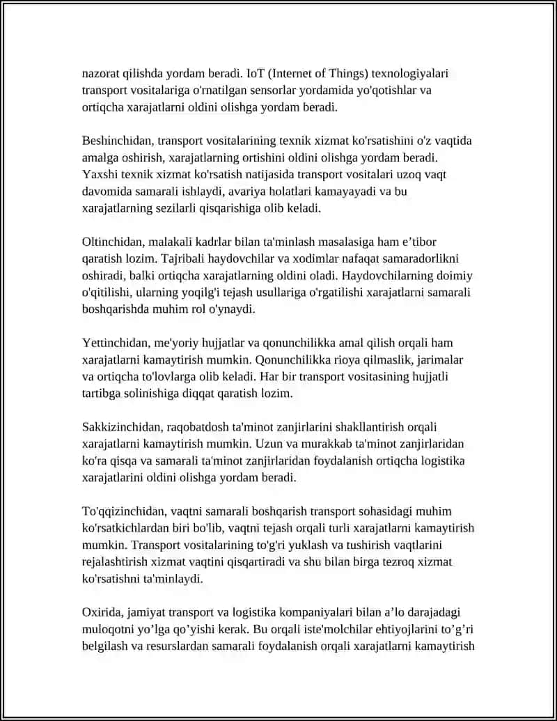 TRANSPORTGA OID MASALALAR VA ULARNI YECHISH USULLARI 4